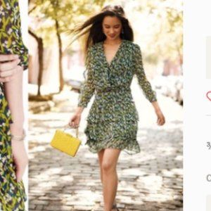 Banana Republic Green Printed Wrap Dress